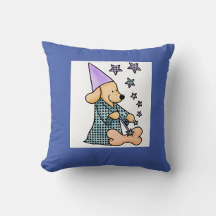 Blue Modern Birth Baby for Kids Dog magic Throw Pillow