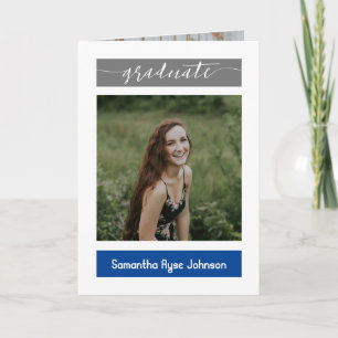 Blue Modern Block 5-Photo Graduation Invitation