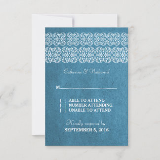 Blue Modern Bohemian RSVP Card