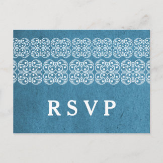 Blue Modern Bohemian RSVP Postcard