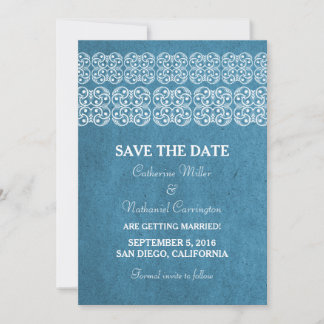 Blue Modern Bohemian Save the Date Invite