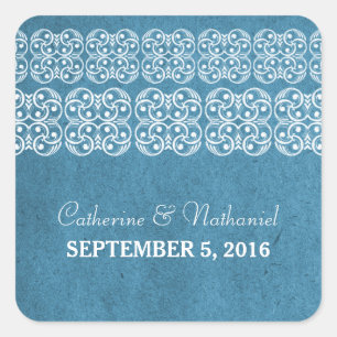 Blue Modern Bohemian Wedding Stickers