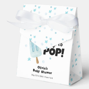 Blue Modern Bow Ice Cream Ready Pop Baby Shower  Favor Box