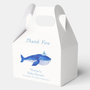 Blue Modern Boy Under The Sea Whale Baby Shower Favor Box