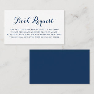 Blue Modern Calligraphy Baby Shower Book Request Enclosure Card