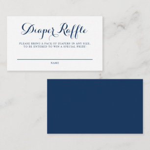 Blue Modern Calligraphy Baby Shower Diaper Raffle Enclosure Card