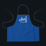 Blue Modern Chef Script Type Name Personalized Kid Apron<br><div class="desc">Ignite the passion for cooking and unleash the culinary genius in your little one with our Blue Modern Chef Script Type Name Personalized Kid Apron. This apron is the perfect gift for aspiring chefs, food enthusiasts, and kids who love spending time in the kitchen. Encourage their culinary talents by personalizing...</div>
