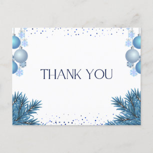 Blue Modern Christmas Thank You Card