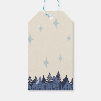 Blue Modern Christmas Village Gift Tags