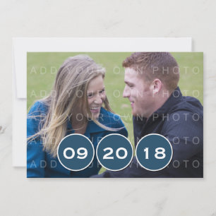 Blue Modern Circles Photo Save the Date Invite