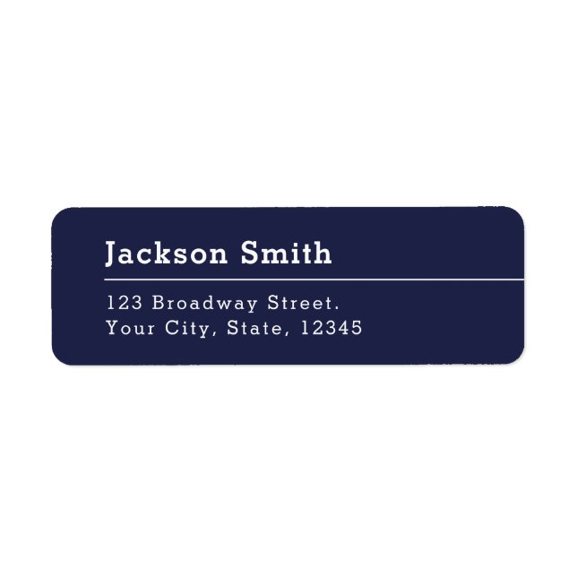 Blue Modern Clean Minimalist return address Label (Front)