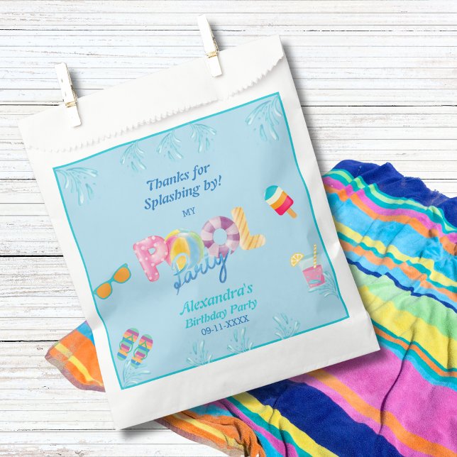 Blue Modern Colourful Kids Pool Party Favour Bag (Creator Uploaded)