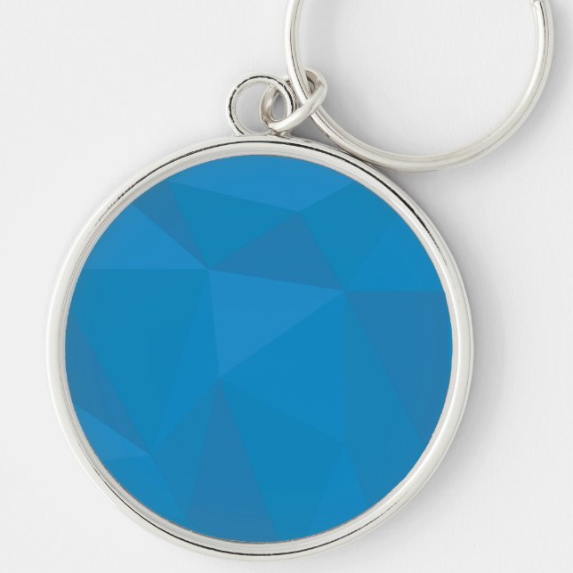 Blue, modern, cool, trendy, futuristic triangles keychain (Front)