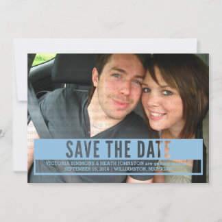 Blue Modern Cut Out Save the Date Invite