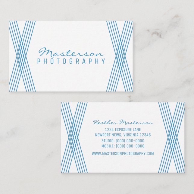 Blue Modern Deco Business Card (Front/Back)
