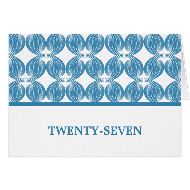 Blue Modern Deco Table Number Card (Front Horizontal)
