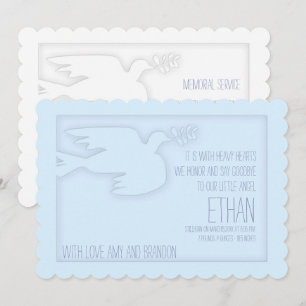 Blue Modern Dove  Baby Custom Celebration of Life Invitation