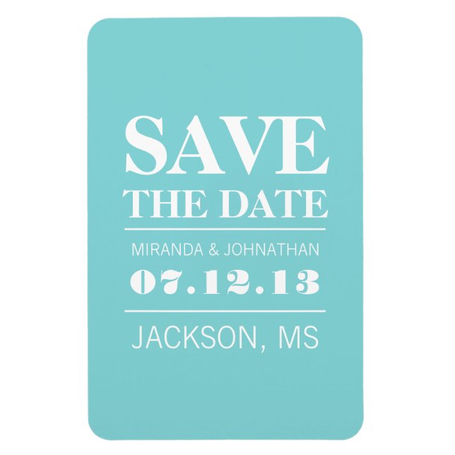 Blue Modern Elegance Save The Date Magnet (Vertical)