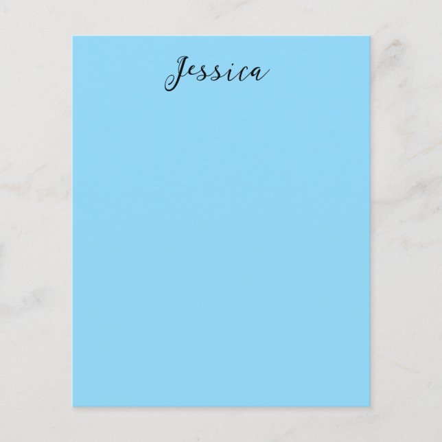 Blue Modern Elegant Plain Simple Professional Name Flyer (Front)