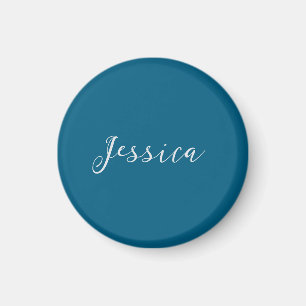 Blue Modern Elegant Plain Simple Professional Name Magnet
