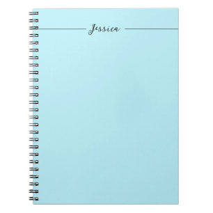 Blue Modern Elegant Plain Simple Professional Name Notebook