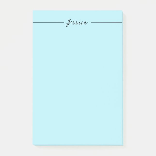 Blue Modern Elegant Plain Simple Professional Name Post-it Notes (Front)