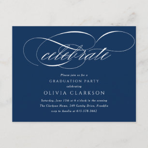 Blue Modern Elegant Script Graduation Party Enclosure Card