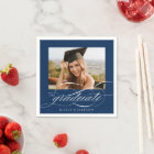 Blue Modern Elegant Script Photo Graduation Party
