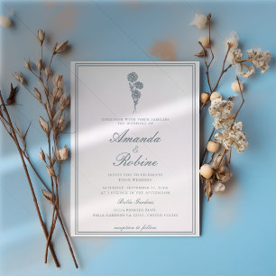 Blue Modern Elegant Wedding Invitation 
