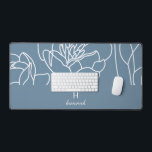 Blue Modern Elegant Wildflower Monogram Name Desk Mat<br><div class="desc">This monogram name modern elegant boho wildflower pattern would look beautiful in your home,  accessorizing your living space to new a new heightened look. If you would like to personalize this product,  please contact the designer.</div>