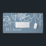 Blue Modern Elegant Wildflower Monogram Name Desk Mat<br><div class="desc">This monogram name modern elegant boho wildflower pattern would look beautiful in your home,  accessorizing your living space to new a new heightened look. If you would like to personalize this product,  please contact the designer.</div>