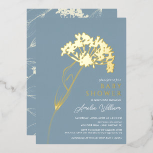 Blue Modern Floral Baby Shower