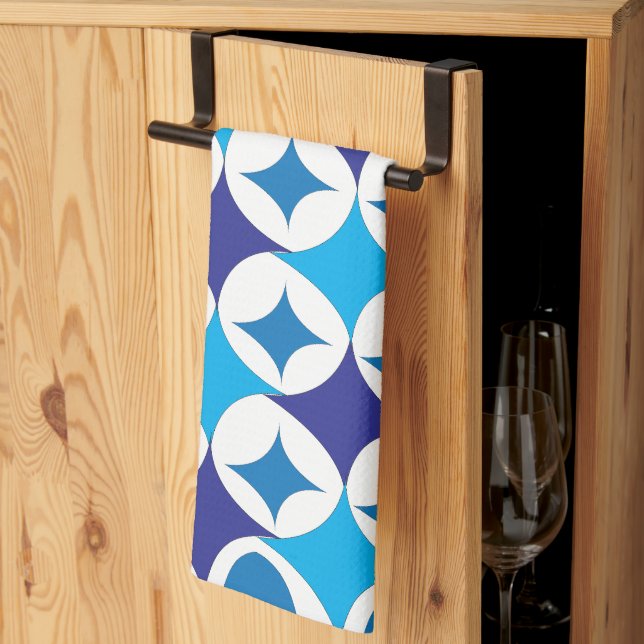 Blue Modern Geometric  Kitchen Towel (Thirds Fold)