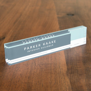 Blue Modern Geometric Luxury Nameplate