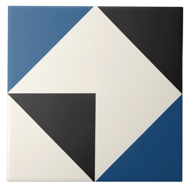 Blue Modern Geometric Shape Pattern Tile (Front)