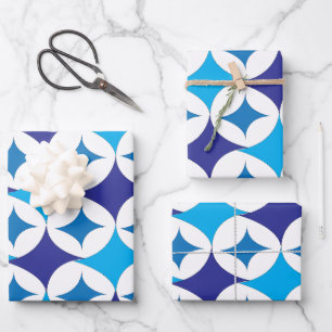 Blue Modern Geometric Wrapping Paper Sheet