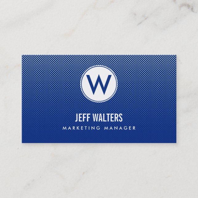 Blue Modern Halftone Business Cards (Front)