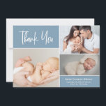 Blue Modern Handlettering Baby Photo Collage  Thank You Card<br><div class="desc">Create lasting memories of your baby shower with these Blue Handlettering Photo Collage Baby Shower Thank You Cards. Personalize these cards with your own photos, capturing the precious moments of your baby and family. Show your gratitude to your loved ones who have showered you with love and support during this...</div>