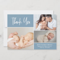 Blue Modern Handlettering Baby Photo Collage 
