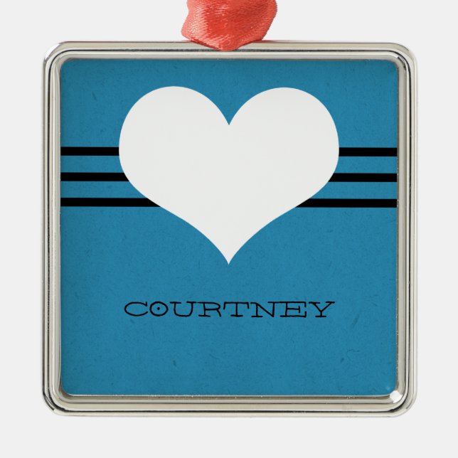 Blue Modern Heart Ornament (Front)