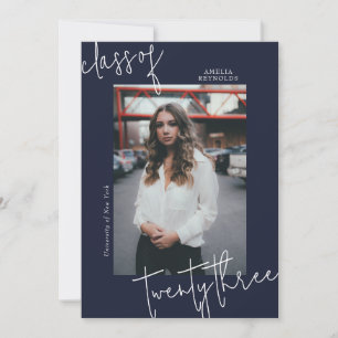 Blue Modern Minimalist Class of 2024 Graduation Invitation
