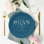 Blue Modern Minimalist | Graduation Party Paper Plate<br><div class="desc">Modern blue and white modern typography party plates. Starting with a fabulous printed invitation, set the tone with a unique design then carry the theme through the entire event. Your event will be picture perfect from beginning to end with special little extras. Add your custom wording to this design by...</div>