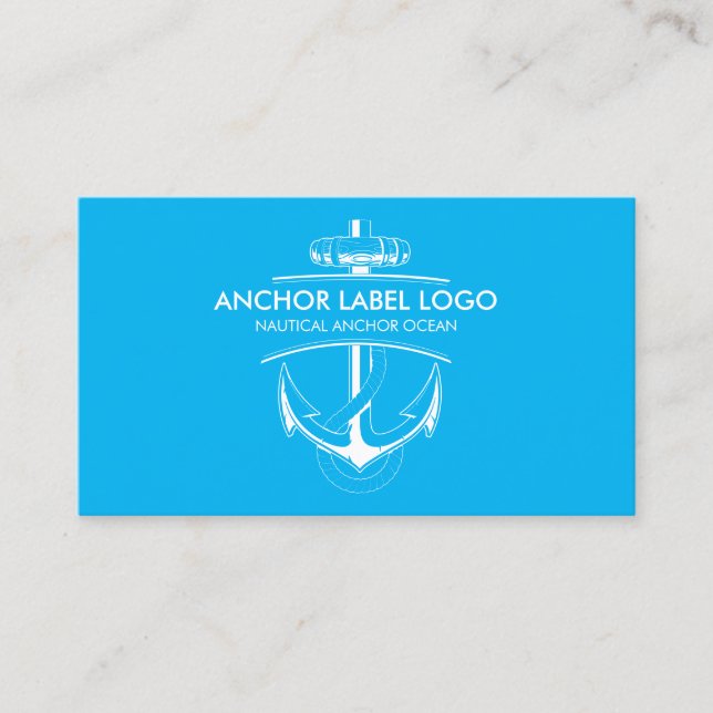 Blue Modern Nautical Anchor Business Card (Front)