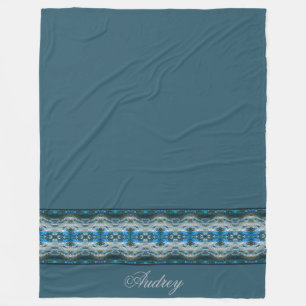 Blue Modern Patterned Designer Fleece Blanket
