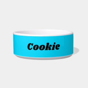 Blue Modern Personalized Name Pet Dog Bowl