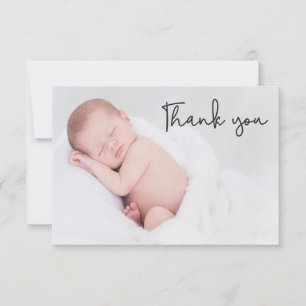Blue Modern Photo Baby Boy Shower Thank you