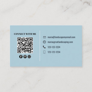 Blue Modern Photo QR Code Custom Business Card