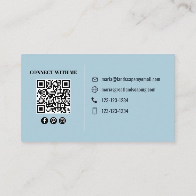 Blue Modern Photo QR Code Custom Business Card (Back)