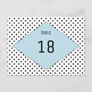 Blue Modern Polka Dots Table Number Postcard