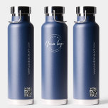 Blue Modern Promo Custom Logo website QR code Water Bottle<br><div class="desc">Introducing our "Modern Business Promotional Custom Logo Website QR Code Navy Blue Water Bottle" – a sleek and functional promotional item for your business. This water bottle features a modern design in navy blue, personalized with your business logo and website QR code, offering a convenient way to promote your brand....</div>
